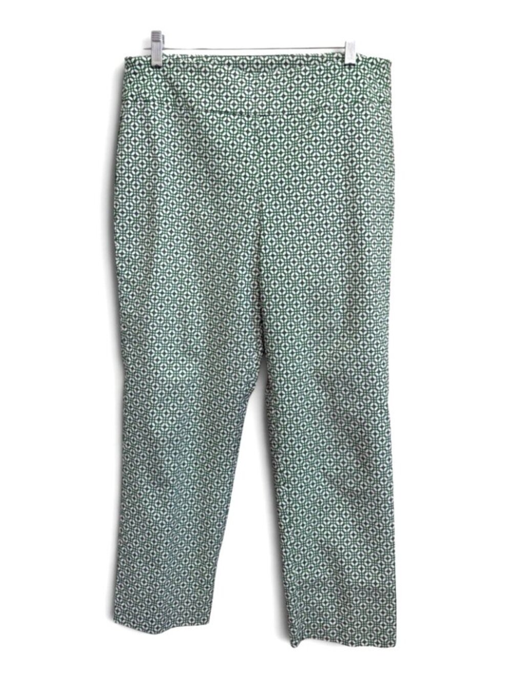 Attyre New York Women’s Pants Size 12 Green White Geometric Coastal Vacation
